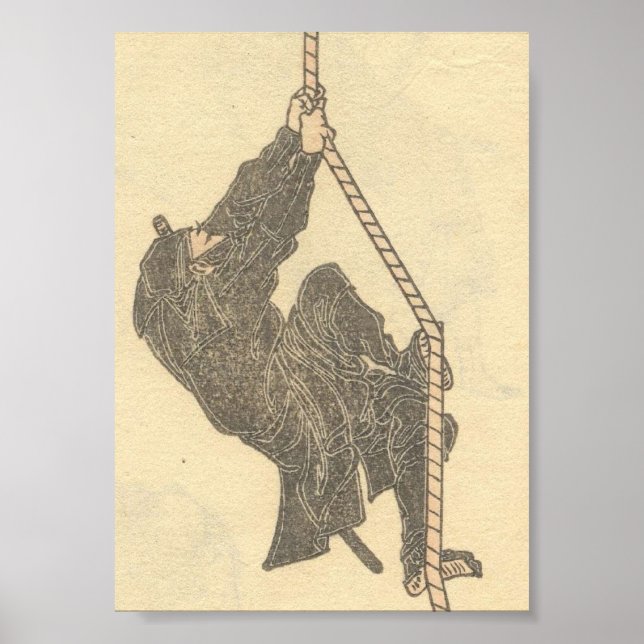 Ninja Climbing a Rope circa 1800s Poster (Front)