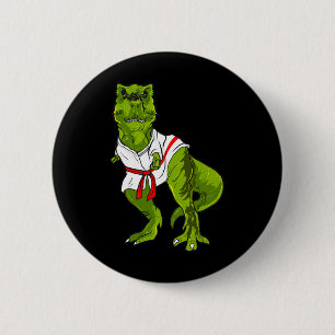 Ninja Dinosaur Martial Arts Funny Judo Karate Dino 6 Cm Round Badge