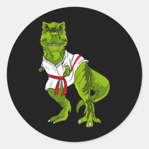 Ninja Dinosaur Martial Arts Funny Judo Karate Dino Classic Round Sticker