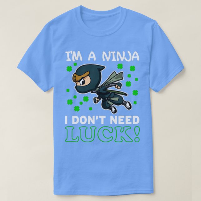 Ninja dont Need Luck St Patricks Day Kids T-Shirt (Design Front)