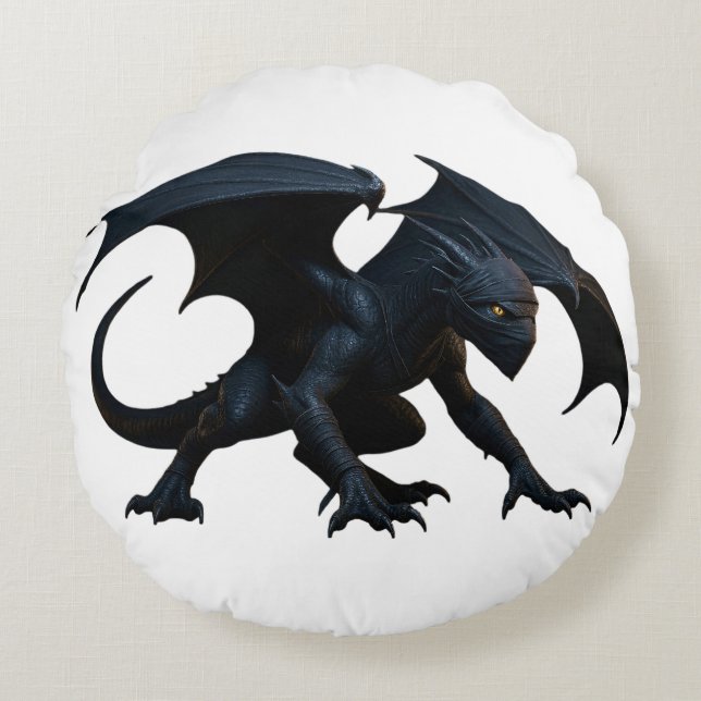 Ninja Dragon Round Cushion (Front)