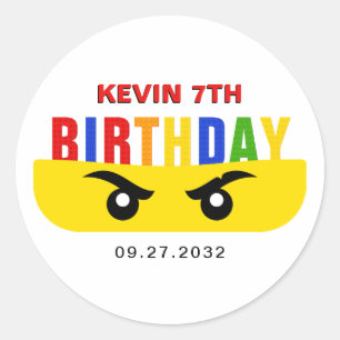 Ninja Eyes Building Blocks Bricks Birthday Classic Round Sticker