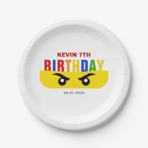 Ninja Eyes Building Blocks Bricks Birthday Paper Plate