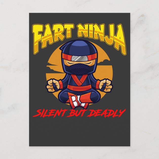 Ninja Fart Humour Karate Silent Farting Joke Postcard (Front)