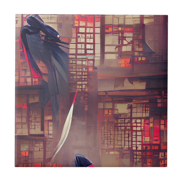 Ninja ghosts fantasy graphic abstract art tile (Front)