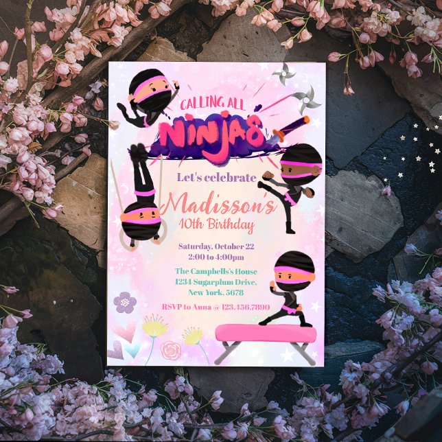 Ninja Girl Birthday Martial Arts Invitation (Creator Uploaded)