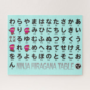 Ninja Girl Japanese Hiragana Table Jigsaw Puzzle