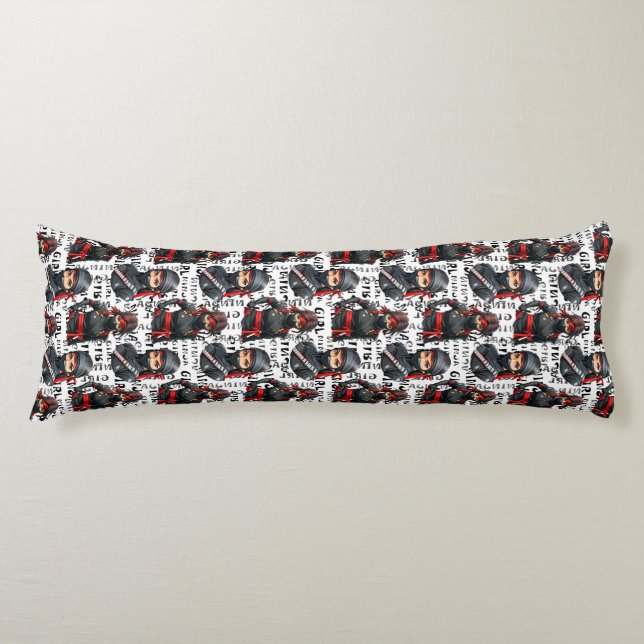 Ninja Girls Anime With Text Pattern Design Body Cushion (Front)