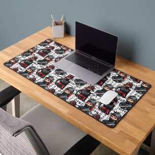 Ninja Girls Anime With Text Pattern Design Desk Mat