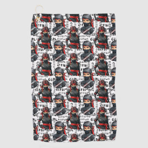 Ninja Girls Anime With Text Pattern Design Golf Towel
