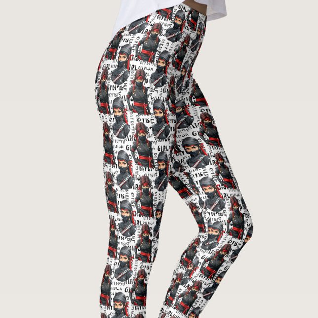 Ninja Girls Anime With Text Pattern Design Leggings (Creator Uploaded)