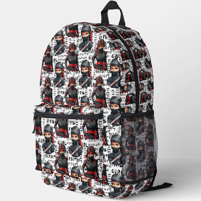 Ninja Girls Anime With Text Pattern Design Printed Backpack (Creator Uploaded)