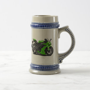 Ninja Green Bike Beer Stein