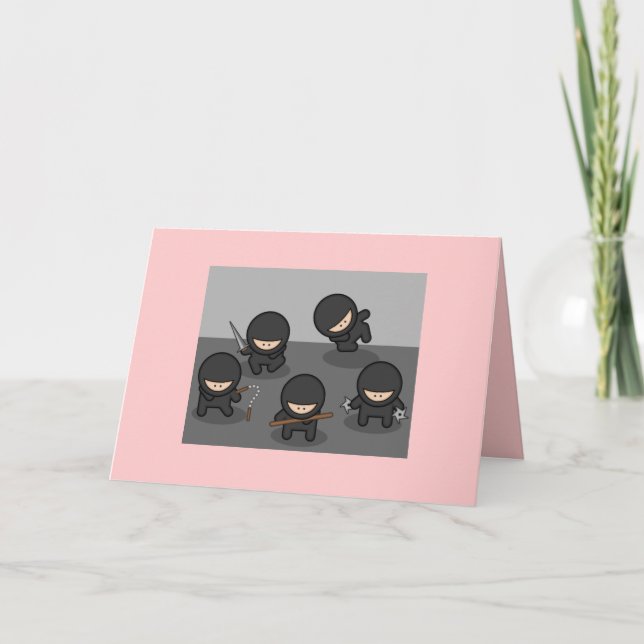 Ninja Greeting Card (Pink) (Front)