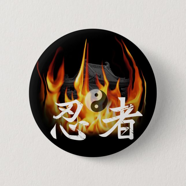 Ninja in Fire 6 Cm Round Badge (Front)
