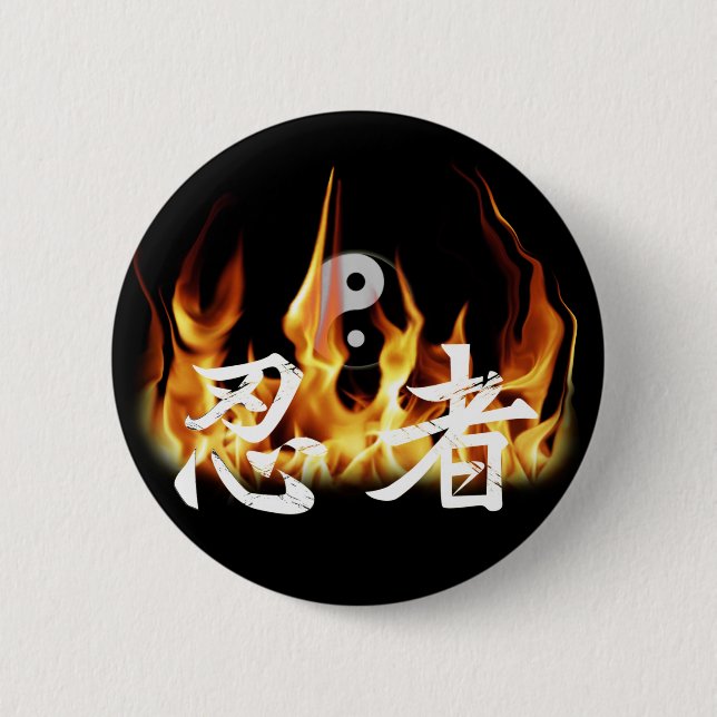 Ninja in Fire 6 Cm Round Badge (Front)
