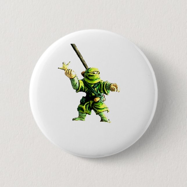 Ninja in Green 6 Cm Round Badge (Front)