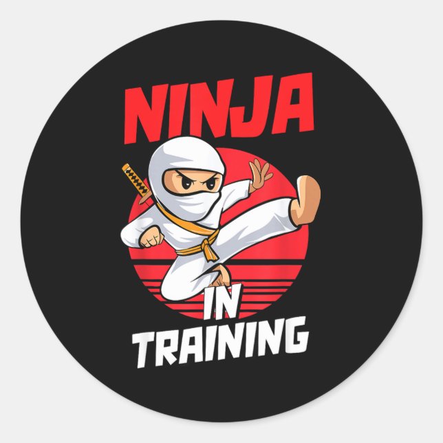 Ninja In Training Costume Party Warrior Boys Girls Classic Round Sticker (Front)