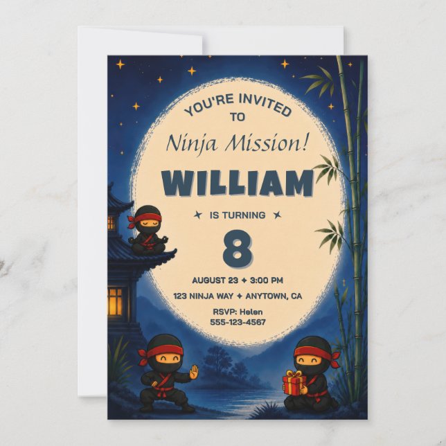 Ninja Karate Birthday Invitation (Front)