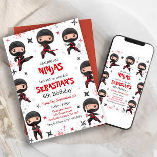 Ninja Karate Kids Martial Arts Birthday Invitation