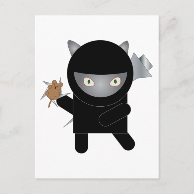 Ninja Kitty Cat Kawaii Cute Postcard (Front)
