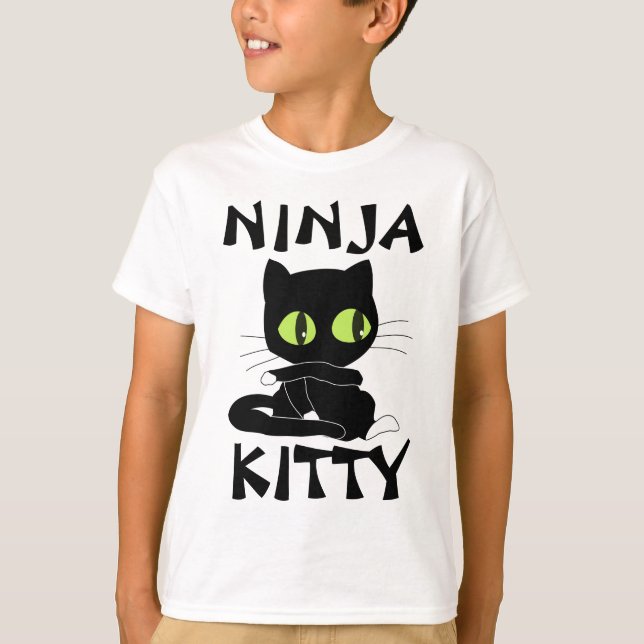 NINJA KITTY funny Cat KIDS BOYS T-shirts (Front)