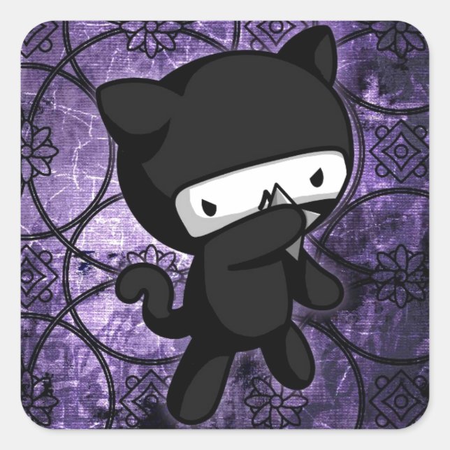Ninja Kitty Square Sticker (Front)