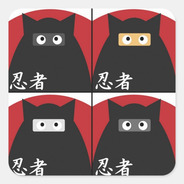 Ninja Kitty Square Stickers (Front)