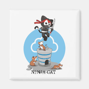 Ninja Kitty with Mice Magnet