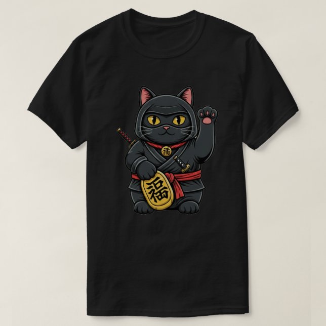 Ninja Maneki Neko  T-Shirt (Design Front)