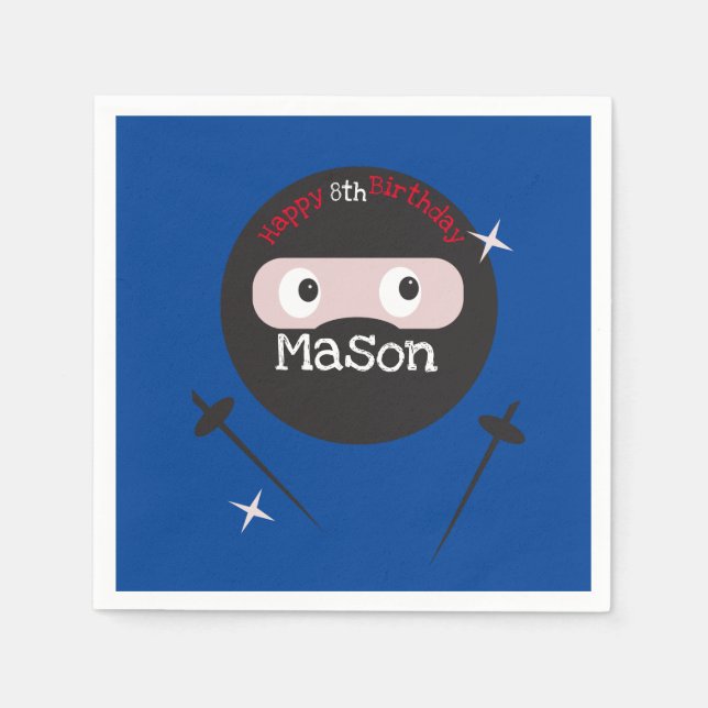 Ninja Martial Arts Karate Boys Birthday   Napkin (Front)