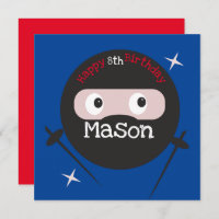 Ninja Martial Arts Karate Boys Birthday  Red Blue