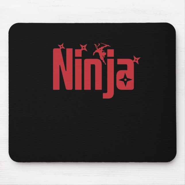 Ninja mit Wurfsternen Mouse Pad (Front)