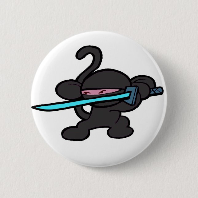 Ninja Monkey On Guard-No Words 6 Cm Round Badge (Front)