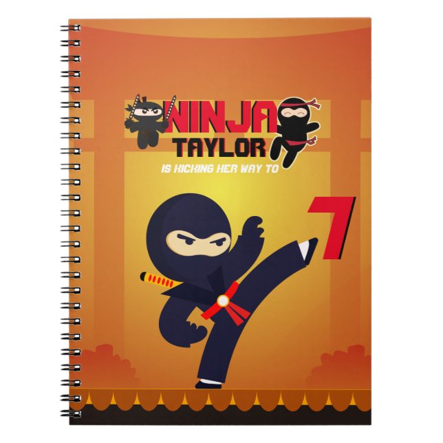 NINJA Movie Star Warrior Kicking it Karate Kids Notebook (Front)