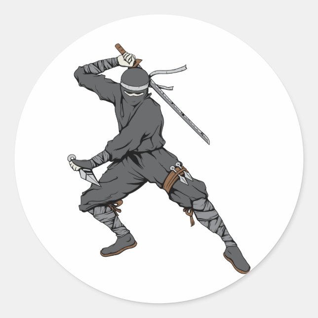 Ninja ~ Ninjas 2 Martial Arts Warrior Fantasy Art Classic Round Sticker (Front)