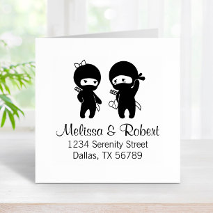 Ninja Pair, a Boy and a Girl Address Rubber Stamp