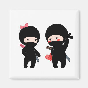 Ninja Pair, a Boy and a Girl Magnet