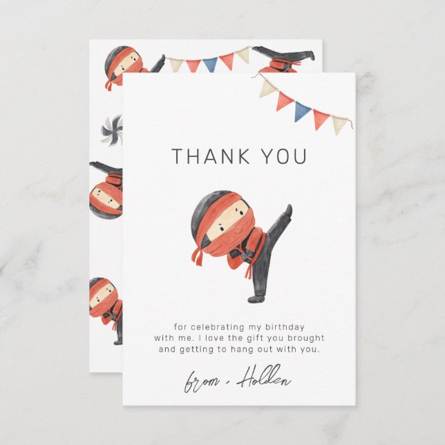 Ninja Party Thank You Card (Front/Back)