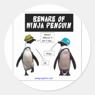 Ninja penguin classic round sticker