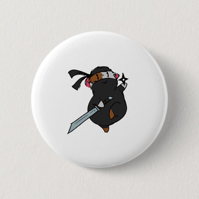 ninja pig-01 6 cm round badge (Front)