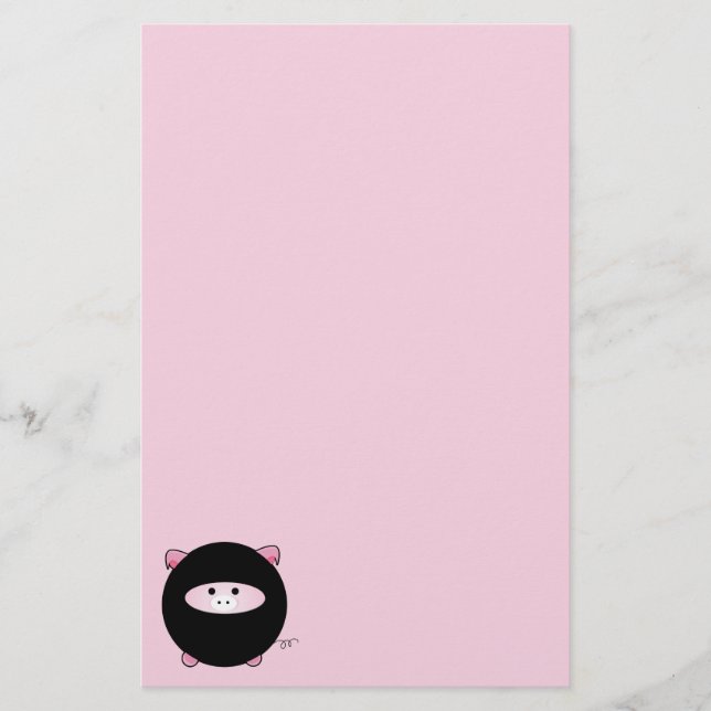 Ninja Pig on Pink Stationery (Front)