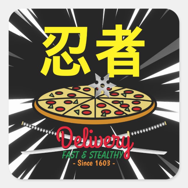 Ninja Pizza Delivery T-Shirt Square Sticker (Front)