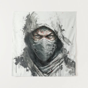 Ninja Portrait Warrior Painting Historic Adventure Tapestry