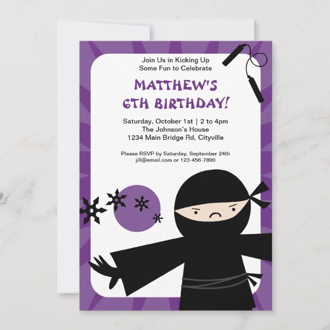 Ninja Power Purple Invitation (Front)