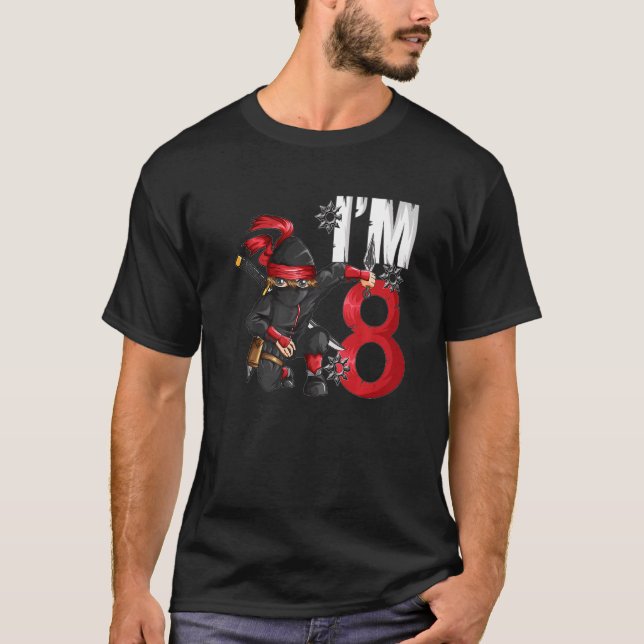Ninja Shadow Warrior I'm Nine I'm 9 Years Old T-Shirt (Front)