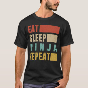 Ninja Shirt, Vintage Eat Sleep Ninja Repeat, T-Shirt