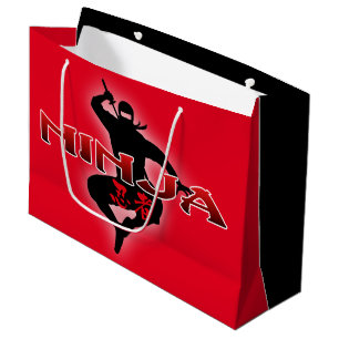 Ninja Silhouette Christmas Large Gift Bag