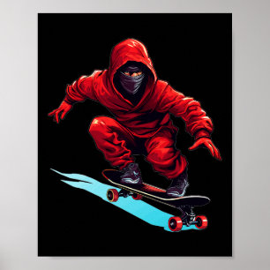 Ninja Skater - Skateboard Skateboarder Skateboardi Poster