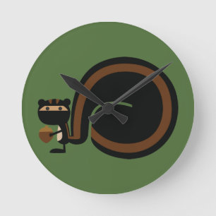 Ninja Squirrel Round Clock